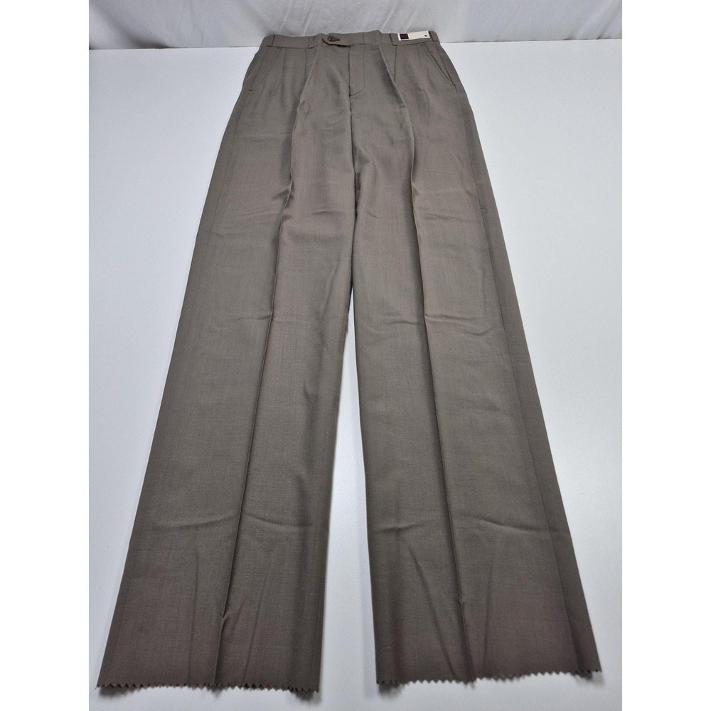 VTG Racquet Club Dress Pants Men's 32x36 Brown Wool Pleated Unhemmed USA NWT